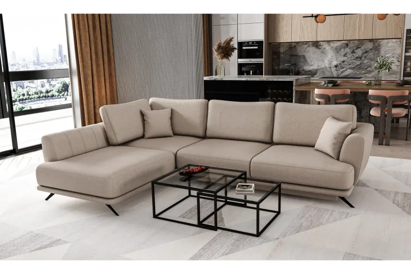Buckmeier 3-sits Soffa med Schäslong Vänster - Beige — Beige