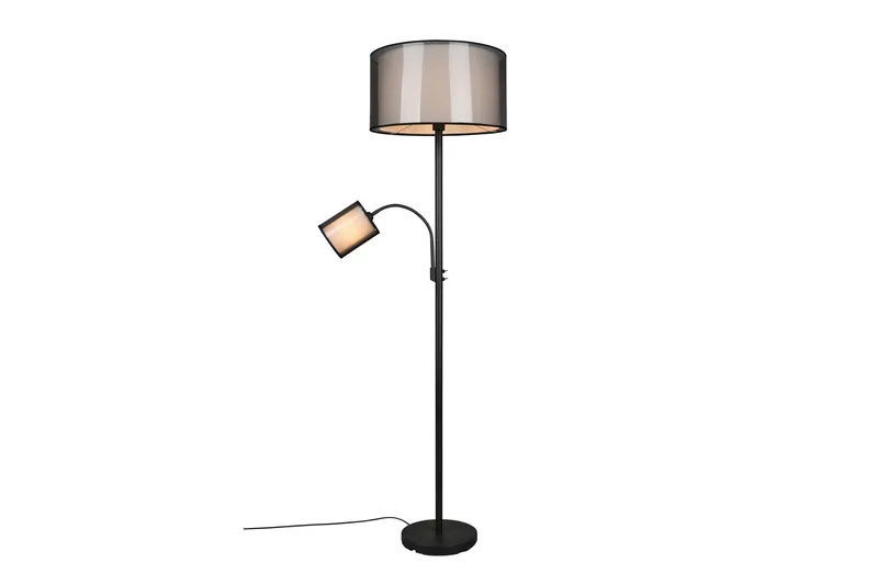 Burton Golvlampa med läslampa E27+E14 mattsvart - Matt svart — Trio Lighting