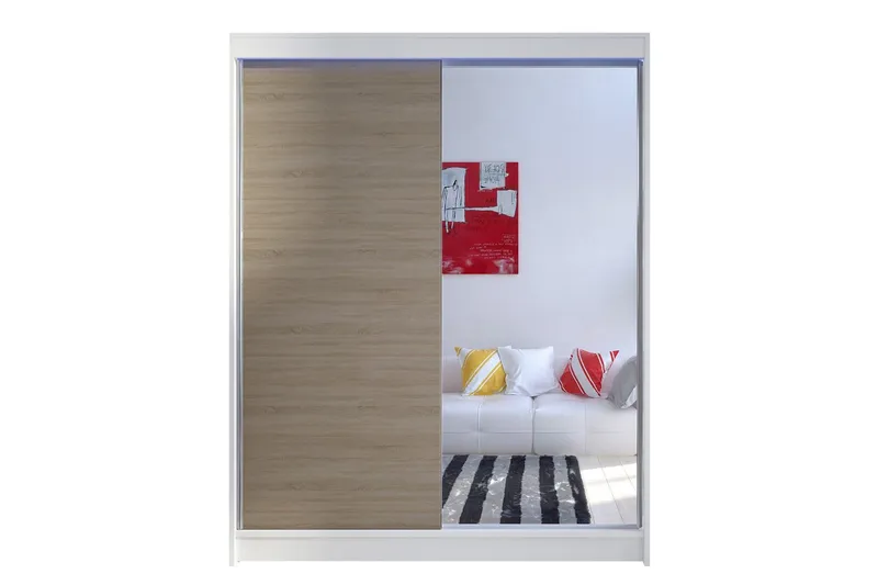 Camino Garderob 150x58x200 cm LED-belysning - Beige/Vit (Art.nr 460855) — Beige/Vit