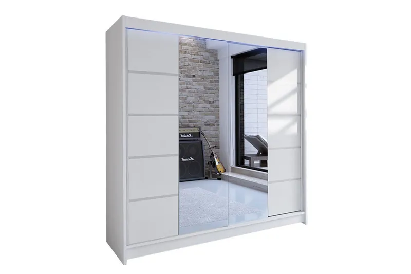 Canderbury Garderob med Spegel 180x215 cm - Vit (Art.nr 3067711) — Vit