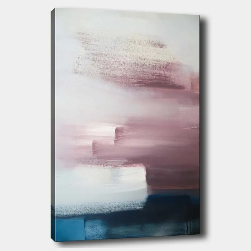Canvastavla 70x100 cm - Abstrakt komposition med mjuka färgövergångar i rosa och blå nyanser - Rosa / Blå / Vit — Rosa / Blå / Vit