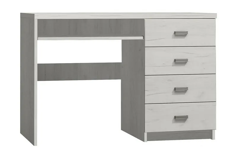 Castillia Skrivbord 120 cm med Förvaring 4 Lådor + Hylla - Vit — Vit