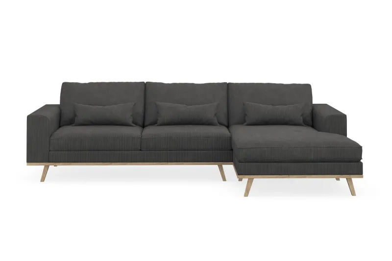 Copenhagen 4-sits Högervänd L-formad Divansoffa i Manchester - Mörkgrå (Art.nr 1729856) — Scandinavian Choice