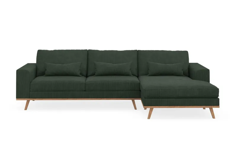 Copenhagen 4-sits Högervänd L-formad Divansoffa i Manchester - Mörkgrön (Art.nr 1481555) — Scandinavian Choice