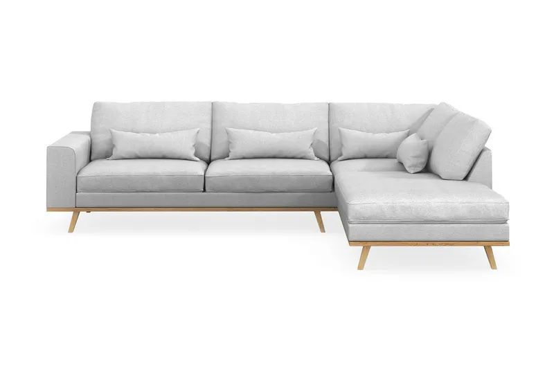Copenhagen 4-sits Högervänd L-formad Schäslongsoffa i Tyg - Ljusgrå (Art.nr 1481502) — Scandinavian Choice