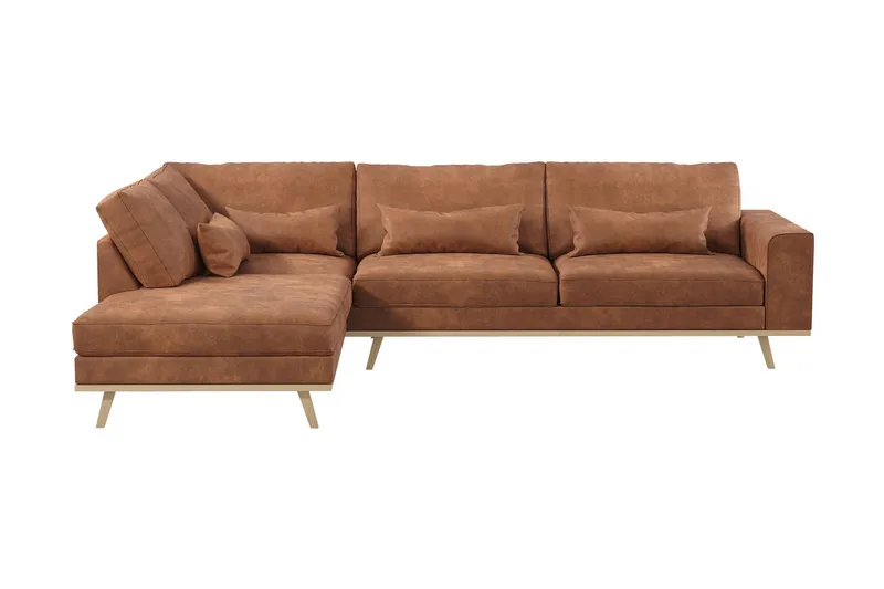Copenhagen 4-sits Vänstervänd L-formad Divansoffa i Konstläder - Brun (Art.nr 1704971) — Scandinavian Choice