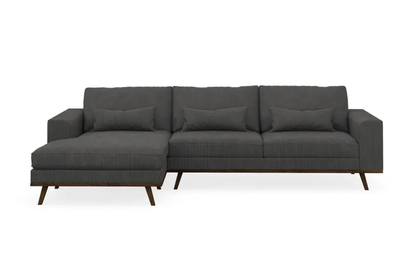 Copenhagen 4-sits Vänstervänd L-formad Divansoffa i Manchester - Mörkgrå (Art.nr 1729847) — Scandinavian Choice