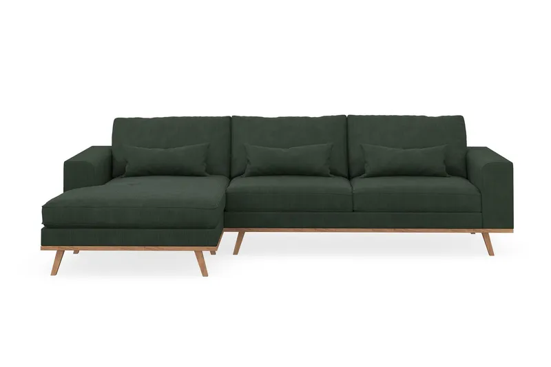 Copenhagen 4-sits Vänstervänd L-formad Divansoffa i Manchester - Mörkgrön (Art.nr 1481579) — Scandinavian Choice