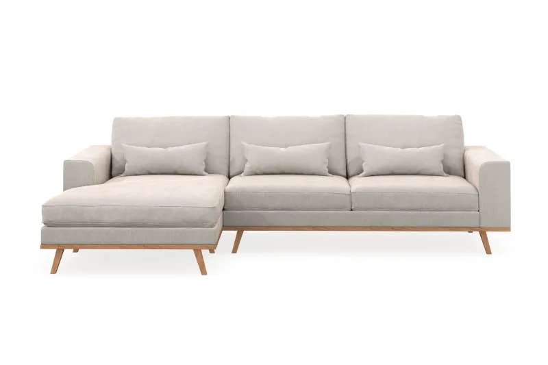 Copenhagen 4-sits Vänstervänd L-formad Divansoffa i Sammet - Krämvit (Art.nr 1481510) — Scandinavian Choice