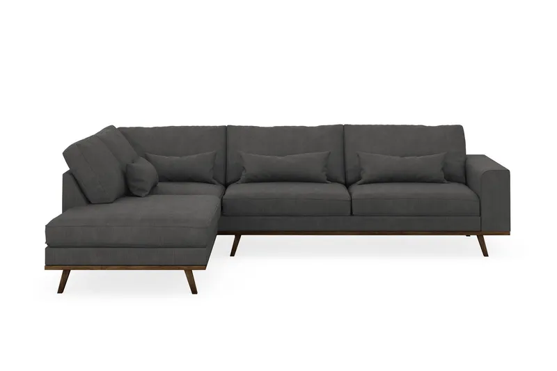 Copenhagen 4-sits Vänstervänd L-formad Schäslongsoffa i Manchester - Mörkgrå (Art.nr 1729768) — Scandinavian Choice