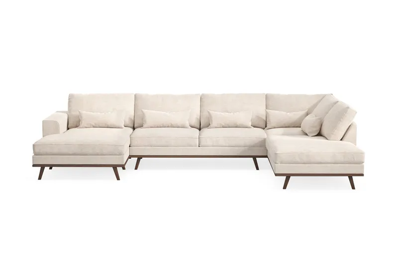 Copenhagen 5-sits Högervänd U-formad Large Soffa med Divan och Schäslong i Chenille - Beige — Scandinavian Choice