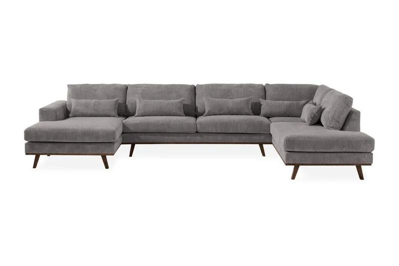 Copenhagen 5-sits Högervänd U-formad Large Soffa med Divan och Schäslong i Manchester - Mörkgrå — Scandinavian Choice