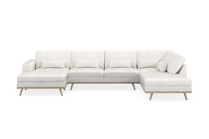 Copenhagen 5-sits Högervänd U-formad Soffa med Divan och Schäslong i Bouclé - Vit (Art.nr 1729877) — Scandinavian Choice