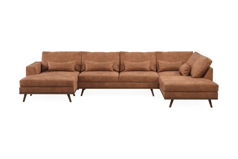 Copenhagen 5-sits Högervänd U-formad Soffa med Divan och Schäslong i Konstläder - Brun (Art.nr 1705187) — Scandinavian Choice