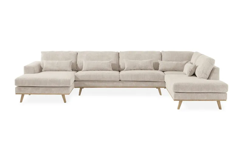 Copenhagen 5-sits Högervänd U-formad Soffa med Divan och Schäslong i Manchester - Beige (Art.nr 1705253) — Scandinavian Choice