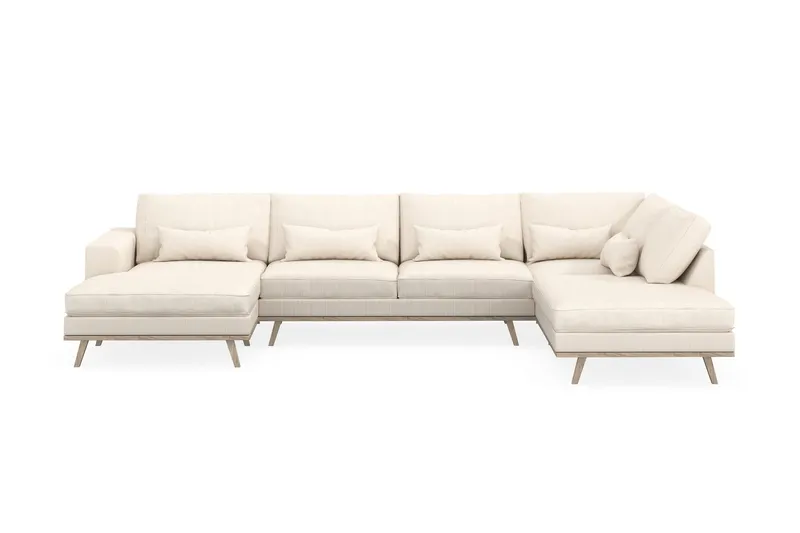 Copenhagen 5-sits Högervänd U-formad Soffa med Divan och Schäslong i Manchester - Beige (Art.nr 1729808) — Scandinavian Choice