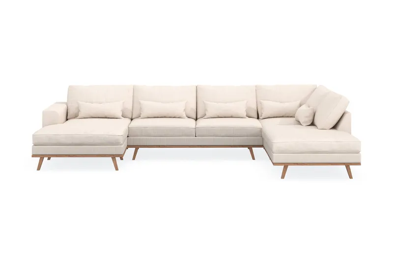 Copenhagen 5-sits Högervänd U-formad Soffa med Divan och Schäslong i Manchester - Beige (Art.nr 1481531) — Scandinavian Choice