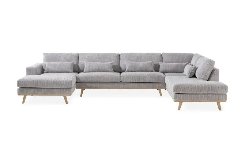 Copenhagen 5-sits Högervänd U-formad Soffa med Divan och Schäslong i Manchester - Ljusgrå (Art.nr 1705266) — Scandinavian Choice