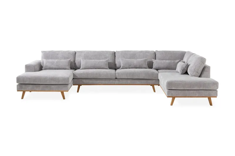 Copenhagen 5-sits Högervänd U-formad Soffa med Divan och Schäslong i Manchester - Ljusgrå (Art.nr 595043) — Scandinavian Choice