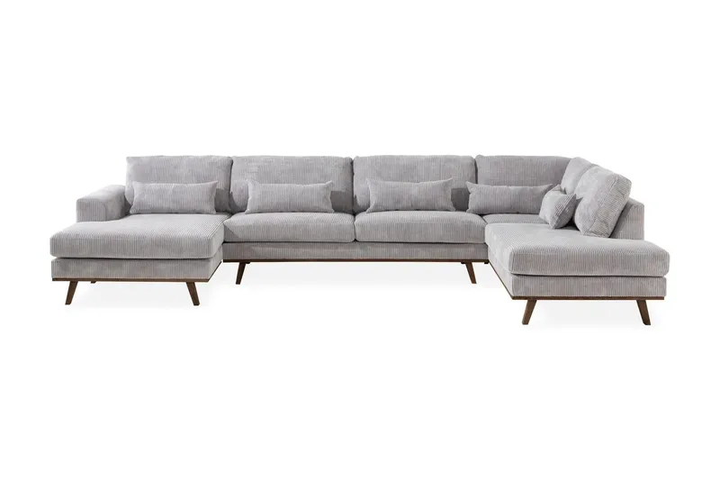 Copenhagen 5-sits Högervänd U-formad Soffa med Divan och Schäslong i Manchester - Ljusgrå (Art.nr 1705133) — Scandinavian Choice