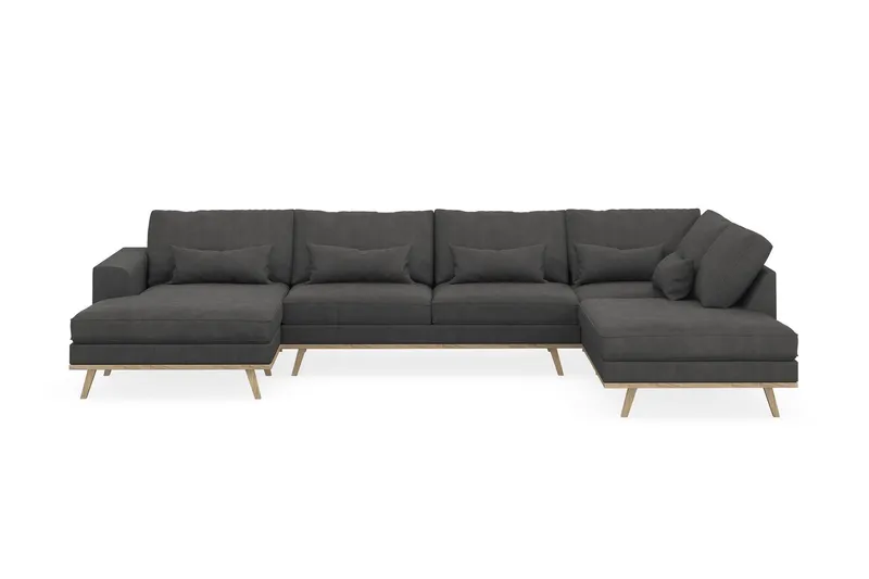 Copenhagen 5-sits Högervänd U-formad Soffa med Divan och Schäslong i Manchester - Mörkgrå (Art.nr 1729860) — Scandinavian Choice