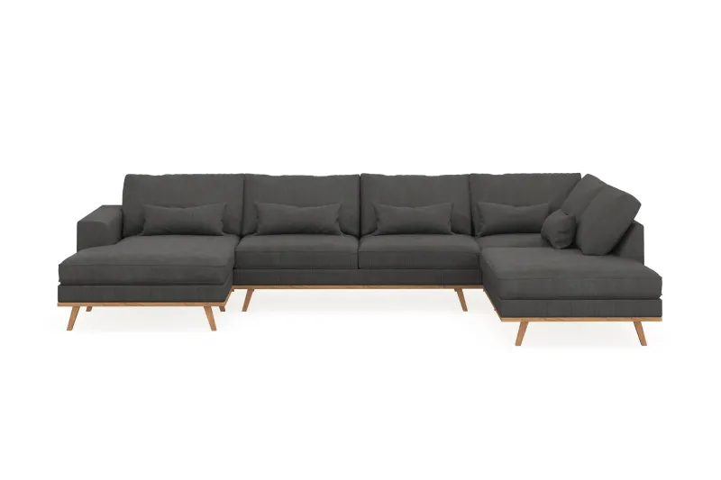 Copenhagen 5-sits Högervänd U-formad Soffa med Divan och Schäslong i Manchester - Mörkgrå (Art.nr 1481497) — Scandinavian Choice
