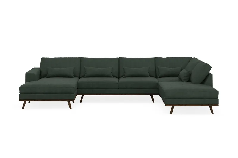 Copenhagen 5-sits Högervänd U-formad Soffa med Divan och Schäslong i Manchester - Mörkgrön (Art.nr 1729736) — Scandinavian Choice