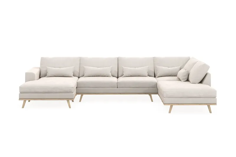 Copenhagen 5-sits Högervänd U-formad Soffa med Divan och Schäslong i Sammet - Krämvit (Art.nr 1729903) — Scandinavian Choice