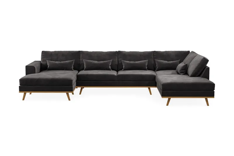 Copenhagen 5-sits Högervänd U-formad Soffa med Divan och Schäslong i Sammet - Mörkgrå (Art.nr 990020) — Scandinavian Choice