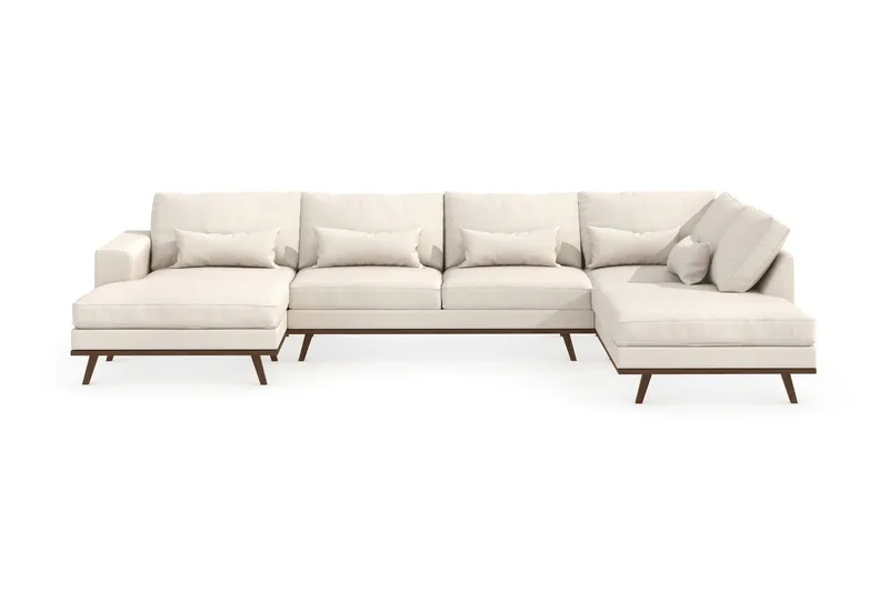 Copenhagen 5-sits Högervänd U-formad Soffa med Divan och Schäslong i Tyg - Beige (Art.nr 1705050) — Scandinavian Choice