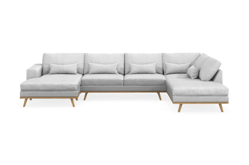 Copenhagen 5-sits Högervänd U-formad Soffa med Divan och Schäslong i Tyg - Ljusgrå (Art.nr 1481535) — Scandinavian Choice
