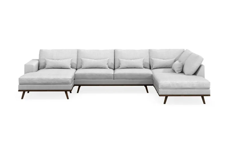 Copenhagen 5-sits Högervänd U-formad Soffa med Divan och Schäslong i Tyg - Ljusgrå (Art.nr 1704907) — Scandinavian Choice