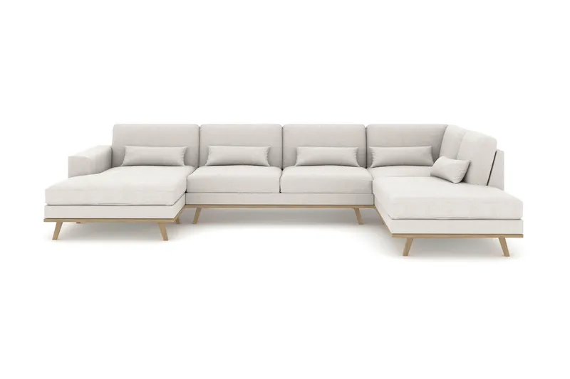 Copenhagen 5-sits Högervänd U-formad Soffa med Divan och Schäslong i Tyg - Ljusgrå (Art.nr 1705298) — Scandinavian Choice