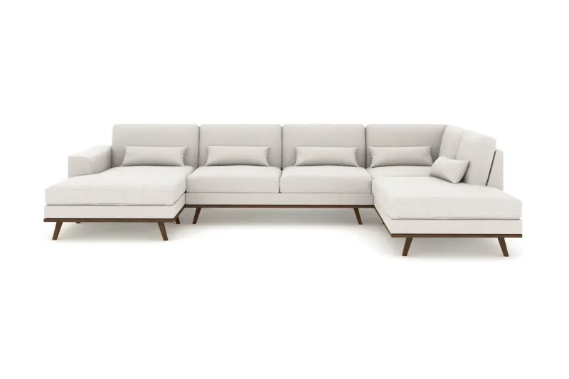 Copenhagen 5-sits Högervänd U-formad Soffa med Divan och Schäslong i Tyg - Ljusgrå (Art.nr 1705317) — Scandinavian Choice