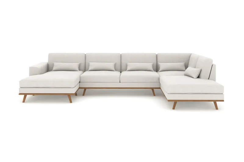 Copenhagen 5-sits Högervänd U-formad Soffa med Divan och Schäslong i Tyg - Ljusgrå (Art.nr 295851) — Scandinavian Choice