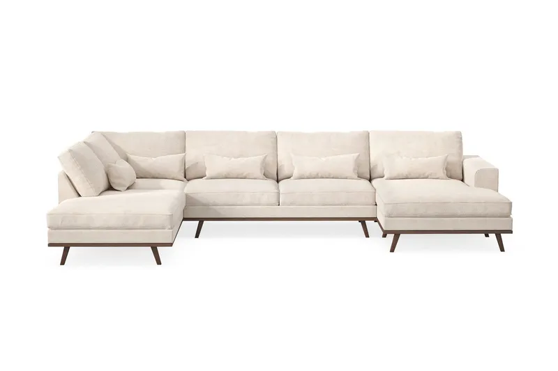 Copenhagen 5-sits Vänstervänd U-formad Large Soffa med Divan och Schäslong i Chenille - Beige — Scandinavian Choice