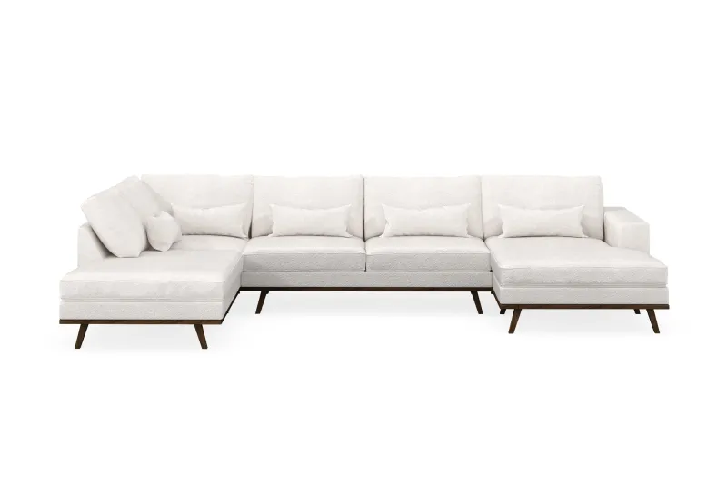 Copenhagen 5-sits Vänstervänd U-formad Soffa med Divan och Schäslong i Bouclé - Vit (Art.nr 1729771) — Scandinavian Choice
