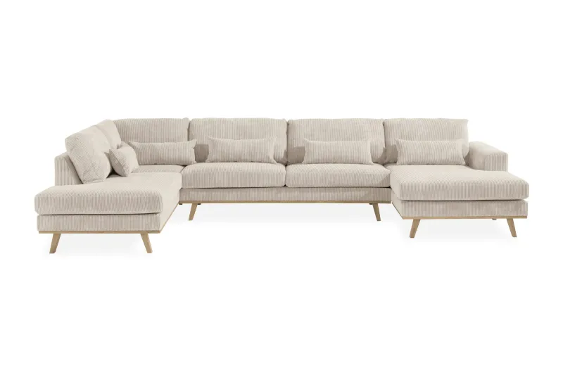 Copenhagen 5-sits Vänstervänd U-formad Soffa med Divan och Schäslong i Manchester - Beige (Art.nr 1705359) — Scandinavian Choice