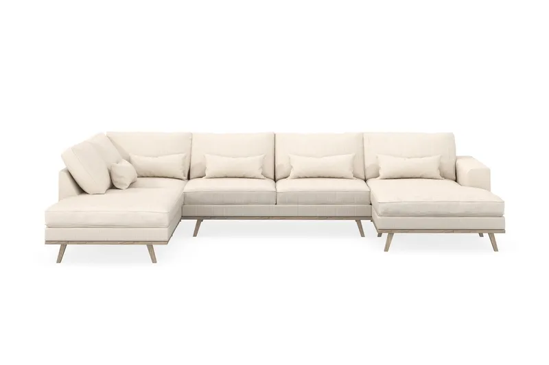 Copenhagen 5-sits Vänstervänd U-formad Soffa med Divan och Schäslong i Manchester - Beige (Art.nr 1729843) — Scandinavian Choice
