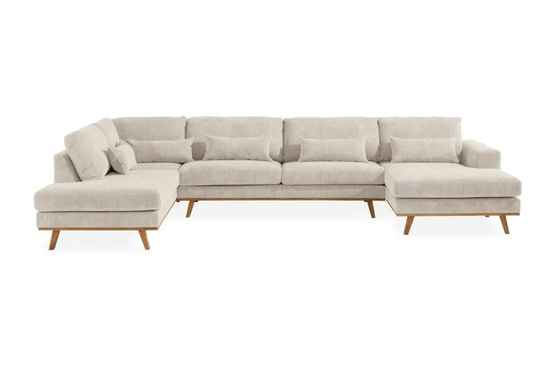 Copenhagen 5-sits Vänstervänd U-formad Soffa med Divan och Schäslong i Manchester - Beige (Art.nr 708672) — Scandinavian Choice