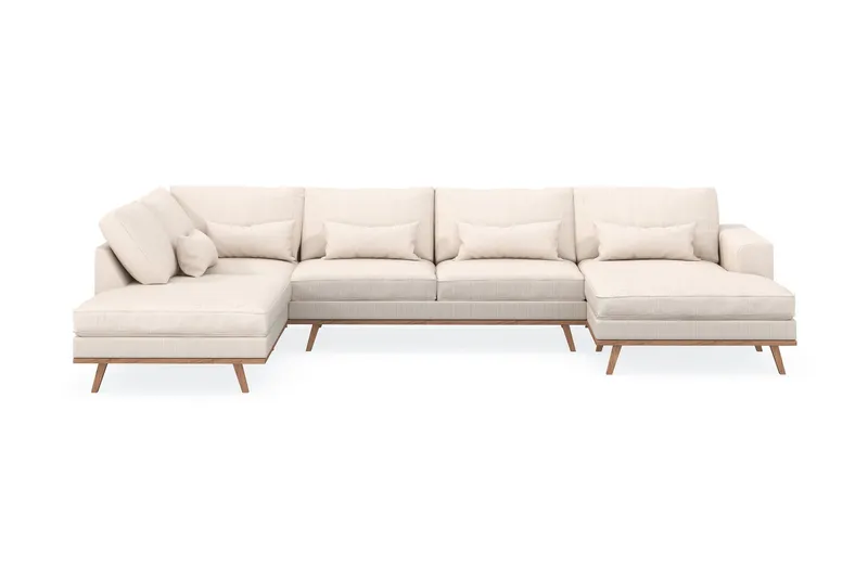 Copenhagen 5-sits Vänstervänd U-formad Soffa med Divan och Schäslong i Manchester - Beige (Art.nr 1481541) — Scandinavian Choice