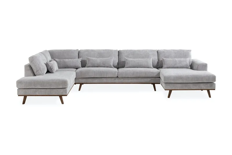 Copenhagen 5-sits Vänstervänd U-formad Soffa med Divan och Schäslong i Manchester - Ljusgrå (Art.nr 1705337) — Scandinavian Choice