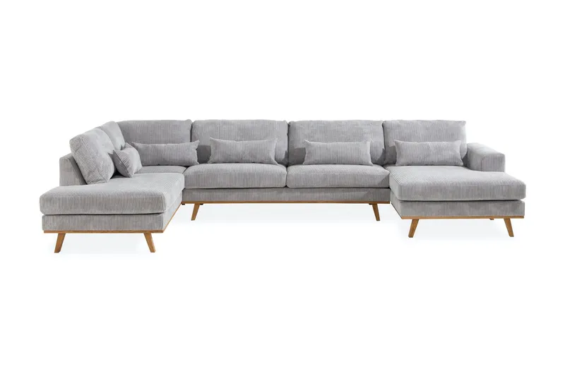 Copenhagen 5-sits Vänstervänd U-formad Soffa med Divan och Schäslong i Manchester - Ljusgrå (Art.nr 779143) — Scandinavian Choice