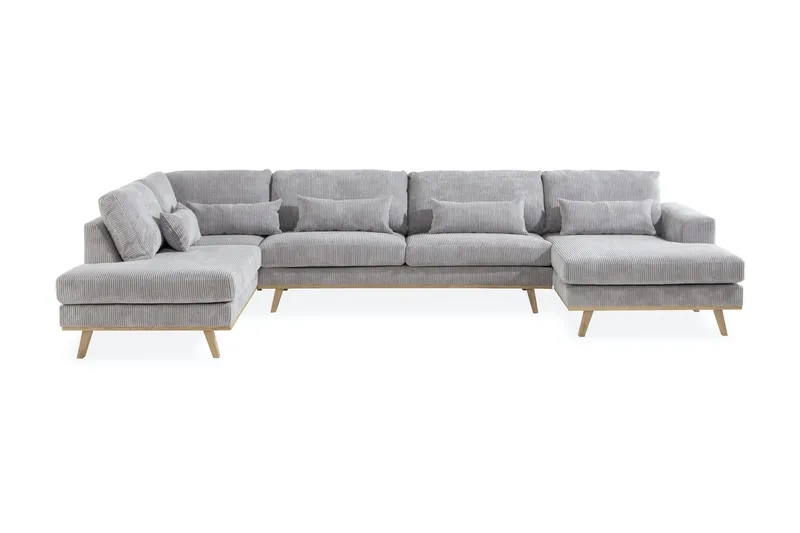 Copenhagen 5-sits Vänstervänd U-formad Soffa med Divan och Schäslong i Manchester - Ljusgrå (Art.nr 1704911) — Scandinavian Choice