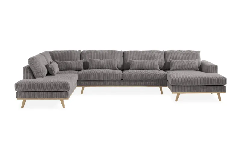 Copenhagen 5-sits Vänstervänd U-formad Soffa med Divan och Schäslong i Manchester - Mörkgrå (Art.nr 1705292) — Scandinavian Choice