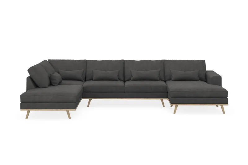 Copenhagen 5-sits Vänstervänd U-formad Soffa med Divan och Schäslong i Manchester - Mörkgrå (Art.nr 1729804) — Scandinavian Choice