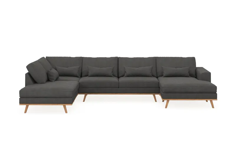 Copenhagen 5-sits Vänstervänd U-formad Soffa med Divan och Schäslong i Manchester - Mörkgrå (Art.nr 1481577) — Scandinavian Choice