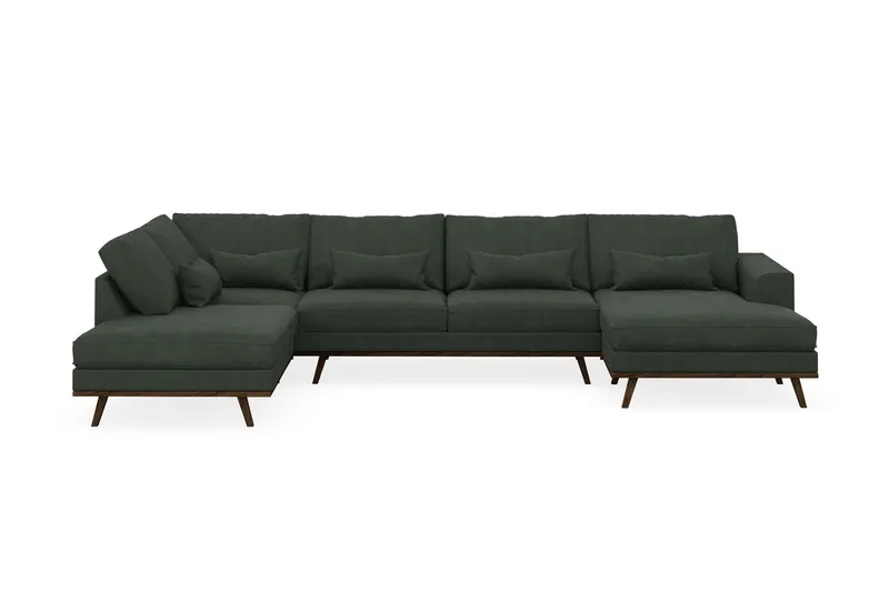 Copenhagen 5-sits Vänstervänd U-formad Soffa med Divan och Schäslong i Manchester - Mörkgrön (Art.nr 1729781) — Scandinavian Choice