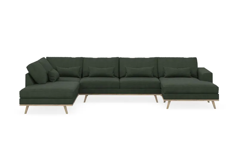 Copenhagen 5-sits Vänstervänd U-formad Soffa med Divan och Schäslong i Manchester - Mörkgrön (Art.nr 1729812) — Scandinavian Choice