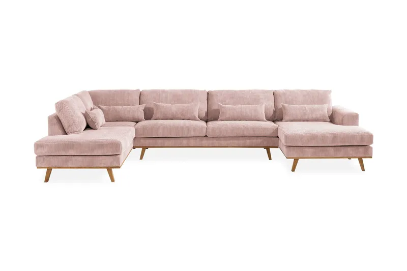 Copenhagen 5-sits Vänstervänd U-formad Soffa med Divan och Schäslong i Manchester - Rosa (Art.nr 990066) — Scandinavian Choice